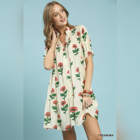 Umgee Dresses & Skirts - Umgee Floral Print Babydoll Dress
